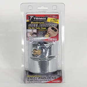 Trimax Hockey-Puck Shackle Trailer Door Lock-2 Pack, Silver